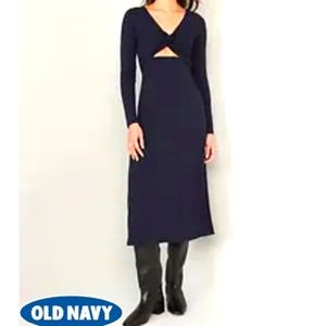 Navy xxl tall fit & flare twist front cut out midi dress NWT
